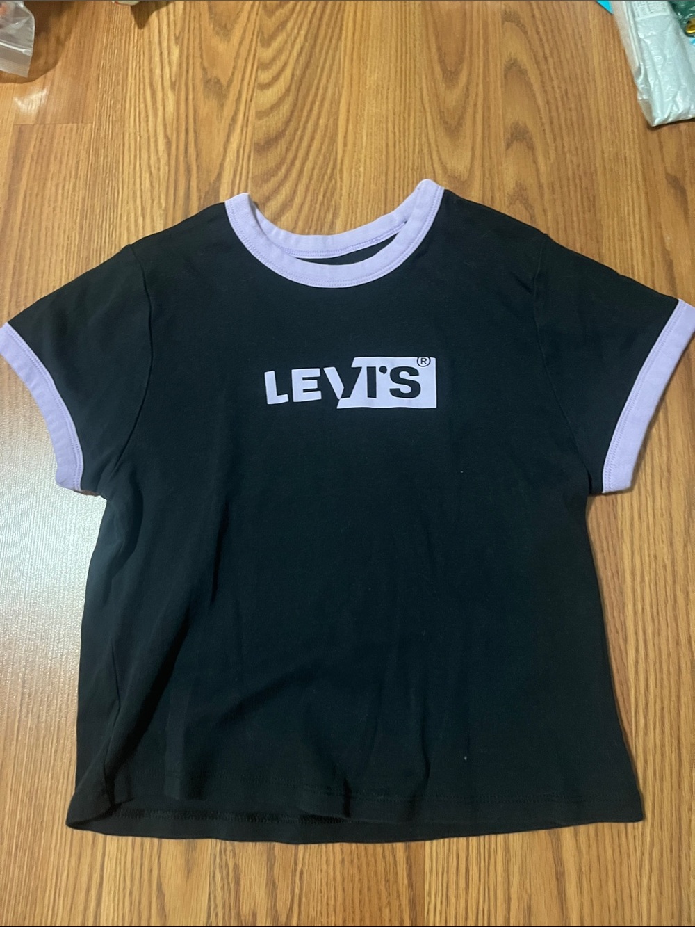 Levi's Black Tee with Lavender Trim and Logo